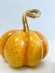 My Square Mile Decorative Ceramic Pumpkins, Indoor/outdoor Autumn Display Set, Halloween Mantle Ornaments (Set Of 2 (Orange & Grey)) - thumbnail 2