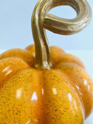 My Square Mile Decorative Ceramic Pumpkins, Indoor/outdoor Autumn Display Set, Halloween Mantle Ornaments (Set Of 2 (Orange & Grey)) - thumbnail 5