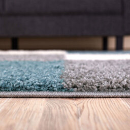 The Rugs Duck Egg Blue Grey And Ivory Soft Checkerboard Design Fluffy Shaggy Rugs And Runners High Pile Living Room Kitchen Hallway 381 - thumbnail 5