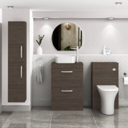 Royal Bathrooms 600mm Floor Standing Vanity Unit 2 Drawer Grey Elm & Countertop Basin - Elena - thumbnail 2