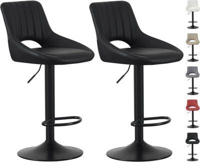 MCC Direct Set Of 2 Height Adjustable Kitchen Bar Stools Breakfast Chairs With Footrest Black Stacey - image 1
