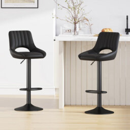 MCC Direct Set Of 2 Height Adjustable Kitchen Bar Stools Breakfast Chairs With Footrest Black Stacey - thumbnail 5