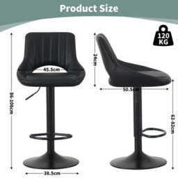 MCC Direct Set Of 2 Height Adjustable Kitchen Bar Stools Breakfast Chairs With Footrest Black Stacey - thumbnail 6