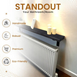 Radiator Shelf Wall Mounted Solid Wood, Narrow Radiator Cover 15Cm Deep Rustic Handmade In Uk (Black, 120Cm) By Mkgt - thumbnail 5