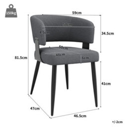HomeTouch Set Of 2 Modern Upholstered Dining Chair With Metal Legs Grey - thumbnail 6