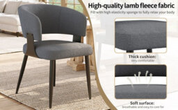 HomeTouch Set Of 2 Modern Upholstered Dining Chair With Metal Legs Grey - thumbnail 9