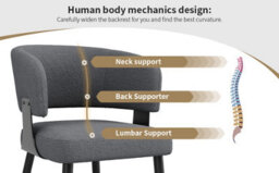 HomeTouch Set Of 2 Modern Upholstered Dining Chair With Metal Legs Grey - thumbnail 8