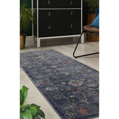 Melrose Astoria Modern Traditional Blue Design Large Indoor Area Runner Rug 068/230Cm - image 1