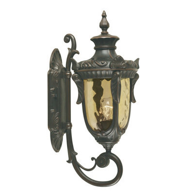 Stylish Outdoor Ip44 Wall Light Sconce In Old Bronze Finish With Led E27 Bulb