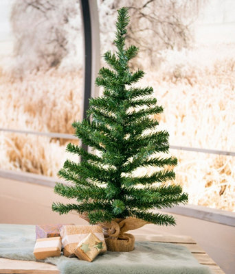Kaemingk 60Cm Artificial Tabletop Christmas Tree In Natural Jute Bag Compact Xmas Tree - image 1