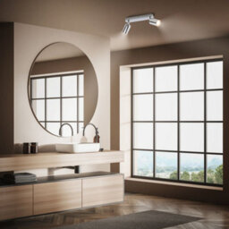 Briloner Chrome Metal 2 Light Gu10 Ceiling Spotlight Adjustable Ip44 Max 9W 27Cm - thumbnail 6