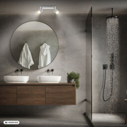 Briloner Chrome Metal 2 Light Gu10 Ceiling Spotlight Adjustable Ip44 Max 9W 27Cm - thumbnail 5