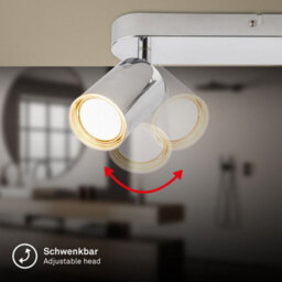 Briloner Chrome Metal 2 Light Gu10 Ceiling Spotlight Adjustable Ip44 Max 9W 27Cm - thumbnail 2