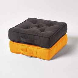 Homescapes Mustard Yellow Rajput Ribbed Cotton Floor Cushion - thumbnail 6