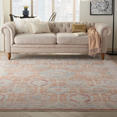 Multicoloured Traditional Bordered Geometric Easy To Clean Rug For Living Room Bedroom & Dining Room-239Cm X 310Cm - image 1