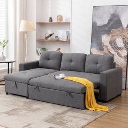 More4Homes Newport Fabric Corner Large 3 Seater Sofa Bed With Storage Left Or Right Side (Grey) - thumbnail 9