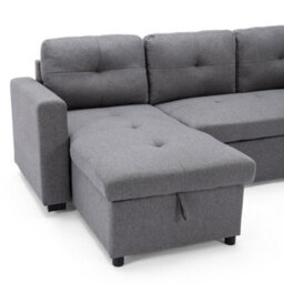 More4Homes Newport Fabric Corner Large 3 Seater Sofa Bed With Storage Left Or Right Side (Grey) - thumbnail 8