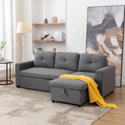 More4Homes Newport Fabric Corner Large 3 Seater Sofa Bed With Storage Left Or Right Side (Grey) - thumbnail 2