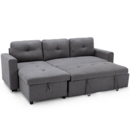 More4Homes Newport Fabric Corner Large 3 Seater Sofa Bed With Storage Left Or Right Side (Grey) - thumbnail 3
