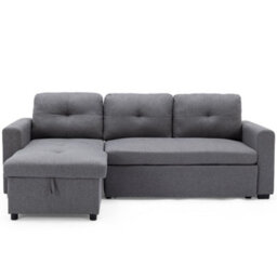 More4Homes Newport Fabric Corner Large 3 Seater Sofa Bed With Storage Left Or Right Side (Grey) - thumbnail 4