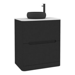 Royal Bathrooms Venice 700mm Matt Nocturne Black Freestanding Bathroom Countertop Vanity Unit 2 Drawer With Milan Black Basin - thumbnail 7