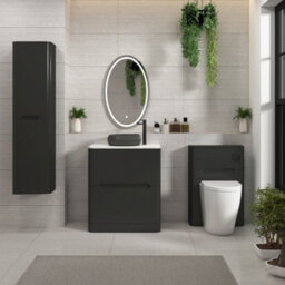 Royal Bathrooms Venice 700mm Matt Nocturne Black Freestanding Bathroom Countertop Vanity Unit 2 Drawer With Milan Black Basin - thumbnail 4