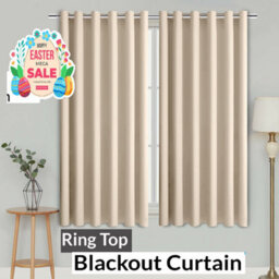 Ameha Cream Plain Curtain Blackout Thick Thermal Insulated Bedroom Kitchen 66'' X 54'' Curtain Pair With Tie Backs Pair
