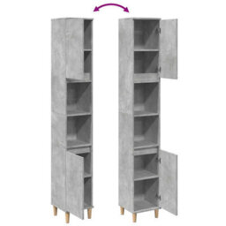 Berkfield Bathroom Cabinet Concrete Grey 30X30X190 Cm Engineered Wood - thumbnail 8