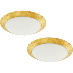 Elegant 2 Pack Wall Flush Ceiling Light With White Gold Shade And Led 16W - thumbnail 1