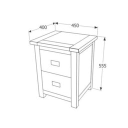 Core Products Dunkeld 2 Drawer Midnight Blue Bedside Cabinet, H55.5Cm X W45.0Cm X D40.0Cm - thumbnail 3
