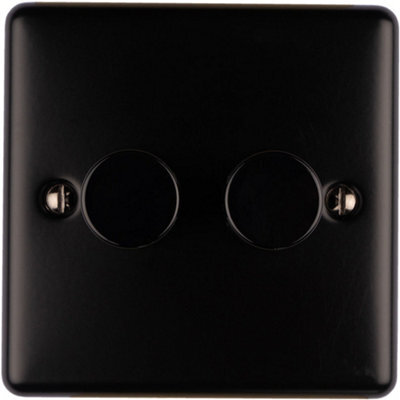 Loops 2 Gang 400W Led 2 Way Rotary Dimmer Switch Matt Black Light Dimming Plate - image 1