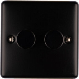 Loops 2 Gang 400W Led 2 Way Rotary Dimmer Switch Matt Black Light Dimming Plate - thumbnail 1