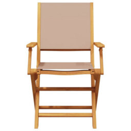 Berkfield Folding Garden Chairs 4 Pcs Taupe Fabric And Solid Wood - thumbnail 4