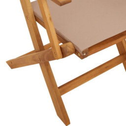 Berkfield Folding Garden Chairs 4 Pcs Taupe Fabric And Solid Wood - thumbnail 8