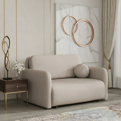 Viva Sun Ii Sofa Bed With Sleeping Function And Bedding Storage Metal Legs Wooden Frame 130X103X85Cm Beige - image 1