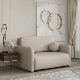 Viva Sun Ii Sofa Bed With Sleeping Function And Bedding Storage Metal Legs Wooden Frame 130X103X85Cm Beige - thumbnail 1