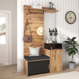 Btm Wall Mounted Wardrobe Set Coat Hooks Mirror Shoe Cabinet Rack Shelf Bench Seat Drill Install Not One Piece Product - thumbnail 8