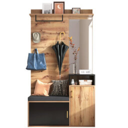 Btm Wall Mounted Wardrobe Set Coat Hooks Mirror Shoe Cabinet Rack Shelf Bench Seat Drill Install Not One Piece Product - thumbnail 1