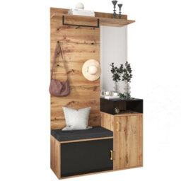 Btm Wall Mounted Wardrobe Set Coat Hooks Mirror Shoe Cabinet Rack Shelf Bench Seat Drill Install Not One Piece Product - thumbnail 7