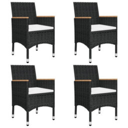Walplus 5 Piece Garden Outdoor Dining Set Suitable For Backyard, Patio With Cushions Black - thumbnail 2