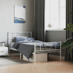 Berkfield Metal Bed Frame With Headboard And Footboard White 75X190 Cm 2Ft6 Small Single - thumbnail 1
