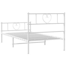 Berkfield Metal Bed Frame With Headboard And Footboard White 75X190 Cm 2Ft6 Small Single - thumbnail 7