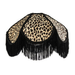Happy Homewares Leopard Print Velvet Victorian Lamp Shade With Black Trims And Tassels
