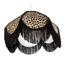 Happy Homewares Leopard Print Velvet Victorian Lamp Shade With Black Trims And Tassels - thumbnail 4