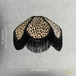 Happy Homewares Leopard Print Velvet Victorian Lamp Shade With Black Trims And Tassels - thumbnail 7