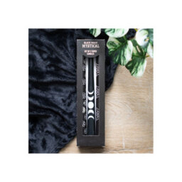 Set Of 3 Black Mystical Taper Candles With Pentagram & Moon Designs - thumbnail 6