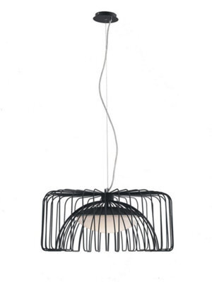 Luminosa Lighting Luminosa Cougar Led Wire Frame Pendant Ceiling Light Black 1920Lm 4000K 50X26Cm