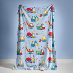 Catherine Lansfield Kids Digger Dreams Cosy Fleece 130X170Cm Blanket Throw Blue - thumbnail 2