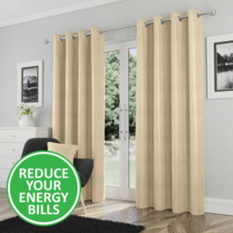 Enhanced Living Goodwood Cream Thermal, Energy Saving, Dimout Eyelet Curtains With Wave Pattern (Pair) - 90 X 72 Inch (229X183Cm) - thumbnail 4
