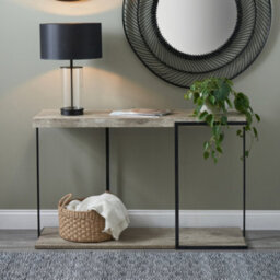 Pacific Lifestyle Grey Concrete Effect Console Table With Lower Shelf And Black Metal Frame 122Cm, Jersey - thumbnail 4